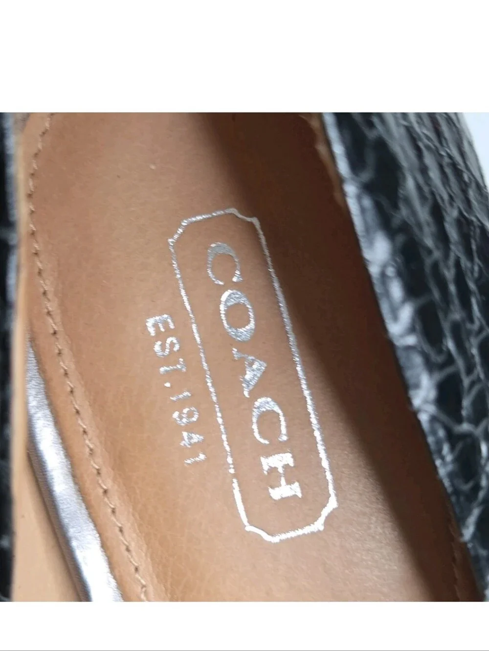 COACH Kristina Q3013 Black Snake Embossed Leather Platform Stiletto Pumps 9B